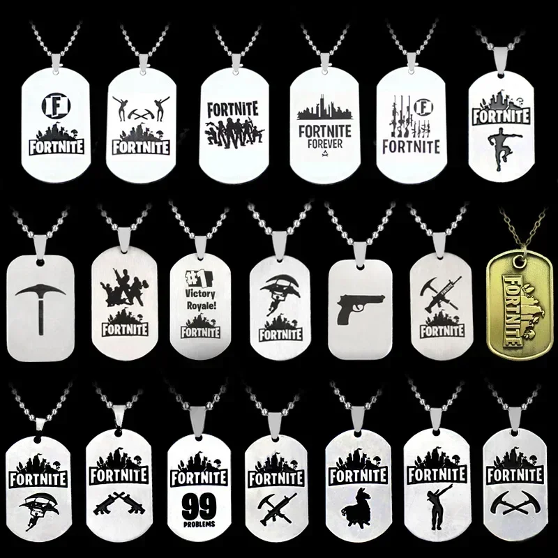 Fortnite Anime Necklace Stainless Steel Hang Tag Necklace Metal Crafts Fashion Pendant Accessories Dropshipping