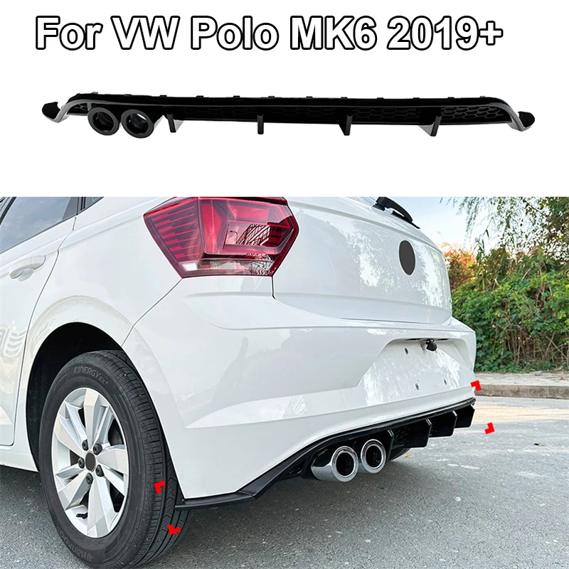 

Lower Rear Bumper Lip Diffuser Spoiler Splitter Protector For VW Polo MK6 2019 + Car Styling Auto Accessories Decoration