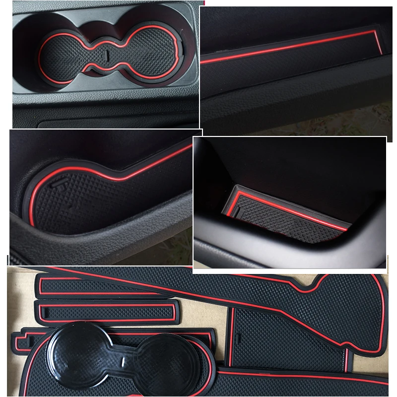 Anti-Slip Gate Slot Mat Rubber Coaster for Skoda Octavia A5 2005 2006 2007 2008 2009 2010 2011 2012 2013 MK2 1Z Car Accessories