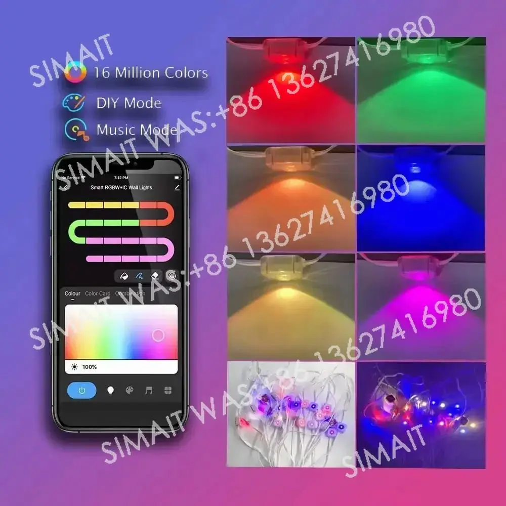 100FT 60 LEDs Luzes externas permanentes Smart RGBIC Eaves LED