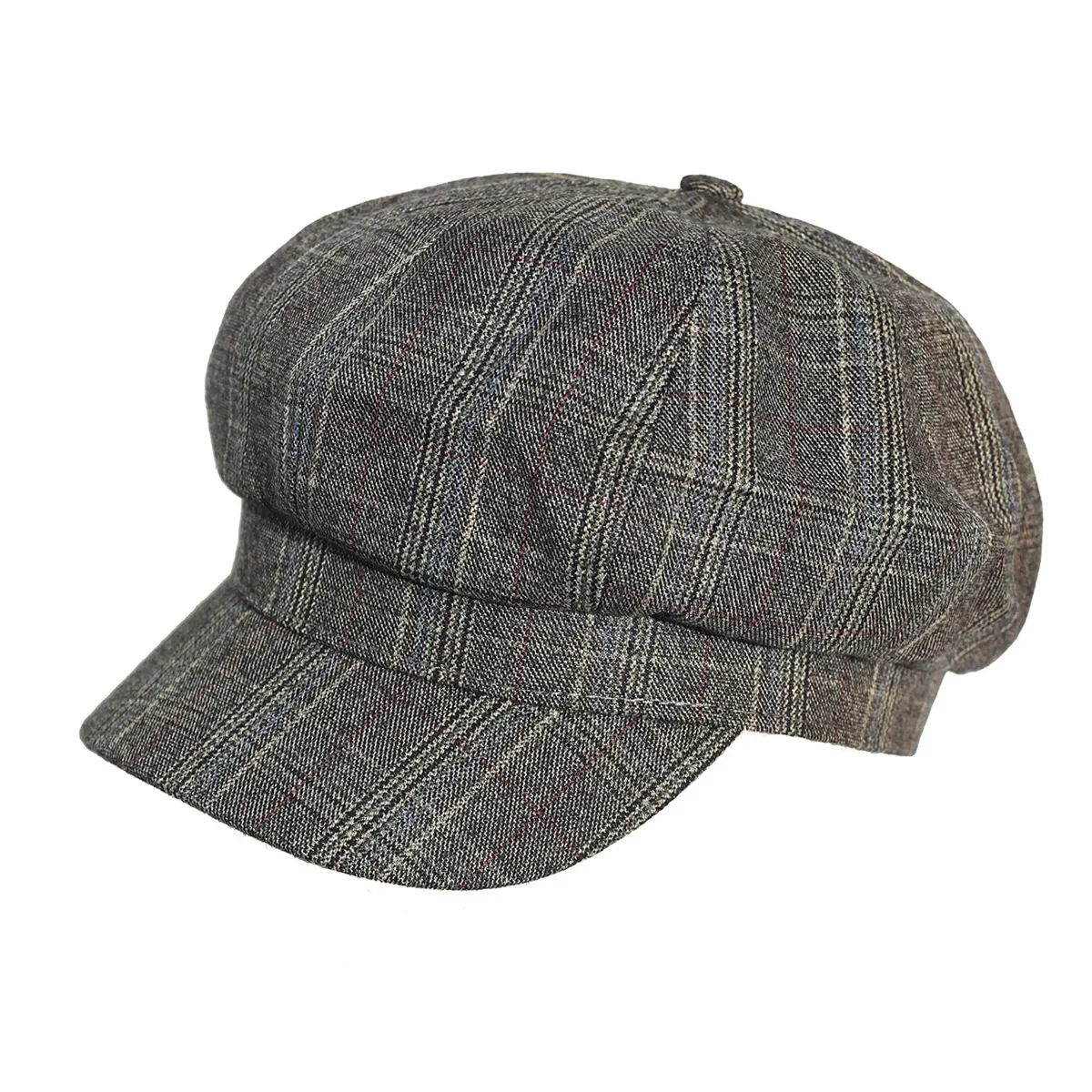 2023 Retro Plaid Splicing Beret Wool Octagonal Cap Warm Newsboy Cap Street Painter Hat Retro Forward Cap England Plaid Hat