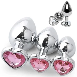 Heart shaped metal anal plug Sex Toys Stainless Smooth Steel Butt Plug Tail Crystal Jewelry Trainer For Women/Man Anal Dildo