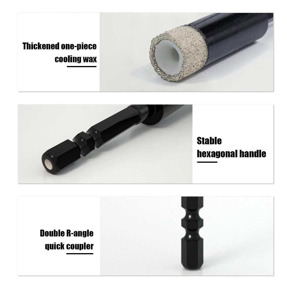 Punta da trapano diamantata per piastrelle in ceramica a secco brasata con gambo esagonale Sega a tazza da 5-16 mm Sega a tazza per marmo Ceramica Granito Porcellana Apri foro per sega