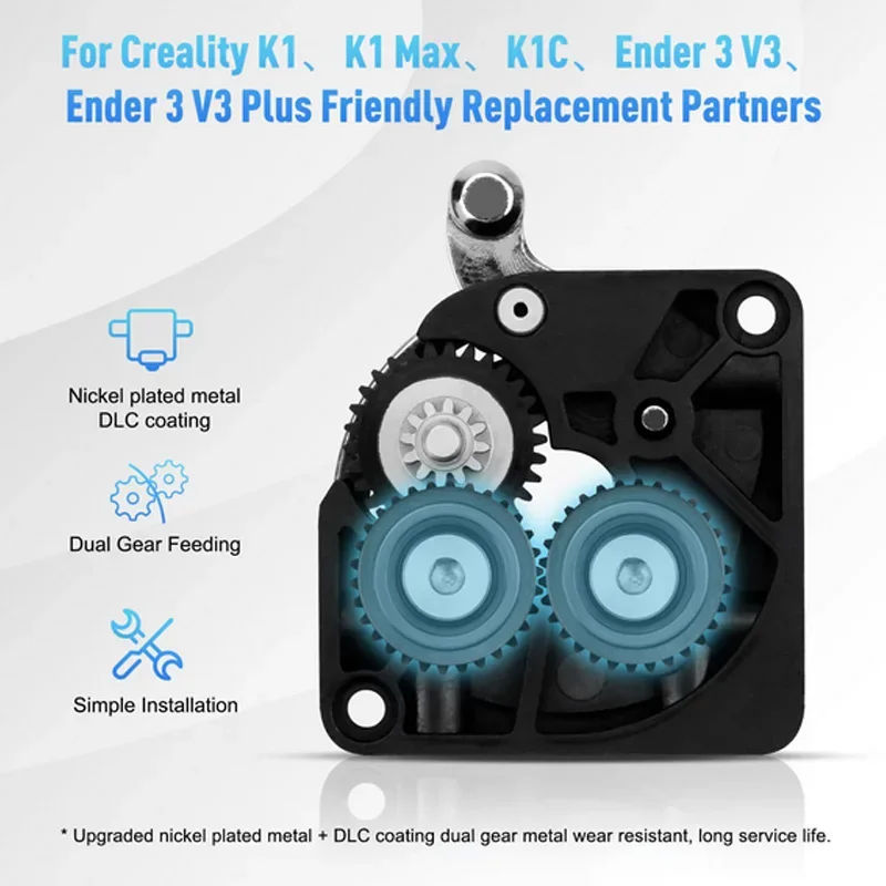 2 adet/grup CR K1C K1 dişli tüm Metal Filament sürücü dişli Creality K1 Max ekstruder için nikel kaplama DLC kaplama yüksek sertlik aşınma