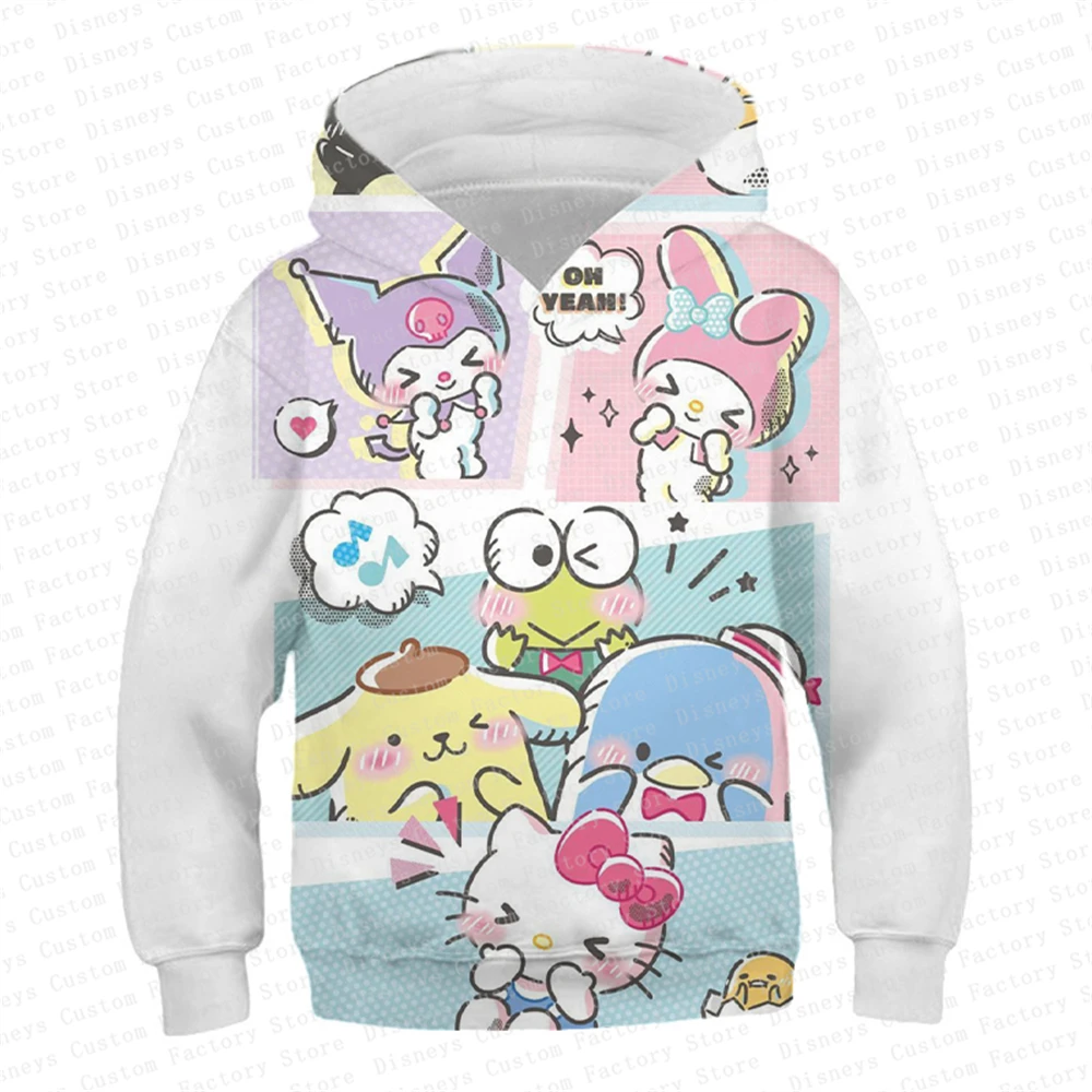 Children\'s Clothes Girls Cute Hoodies Cartoon Animal Hello Kitty & Friends Sanrio 3D Printed Child Sweatshirt Teen Boys Pullover