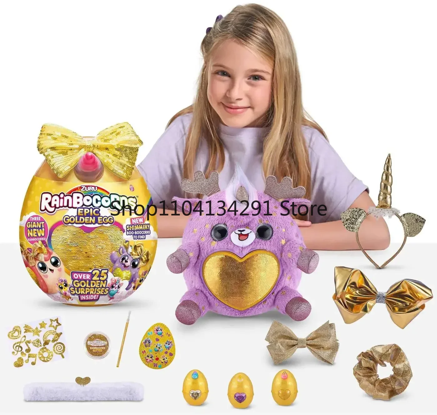 

ZURU Rainbocorns Epic Golden Egg Гигантское яйцо с золотыми сюрпризами по более 25 лет, внутри печати, олени, улитки, большие плюшевые игрушки, игрушки для девочек