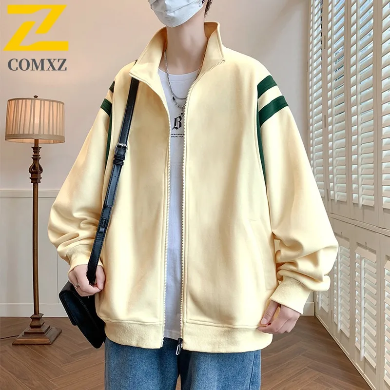 

COMXZ 2025 Men Cardigan Sweatshirt Solid Color Public Version Jacket Coat Youth Loose Fit Casual Outdoor Sports Outerwear Trendy