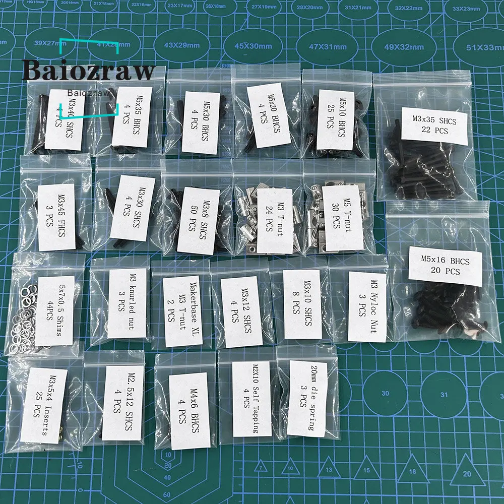 

Baiozraw 3D Printer Screws Complete Kit DIY Project Fasteners Screws Nuts Complete Kit for Voron Tiny-M Parts