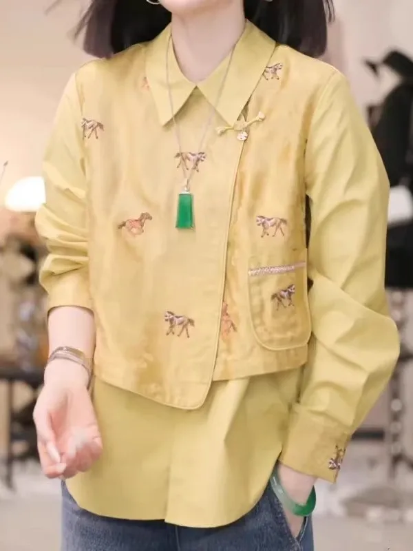 

Loose Women's Fashionable plus Size Shirt New Chinese Style Spring 2026 Big Code Fat MM Stylish Age Reduction Top