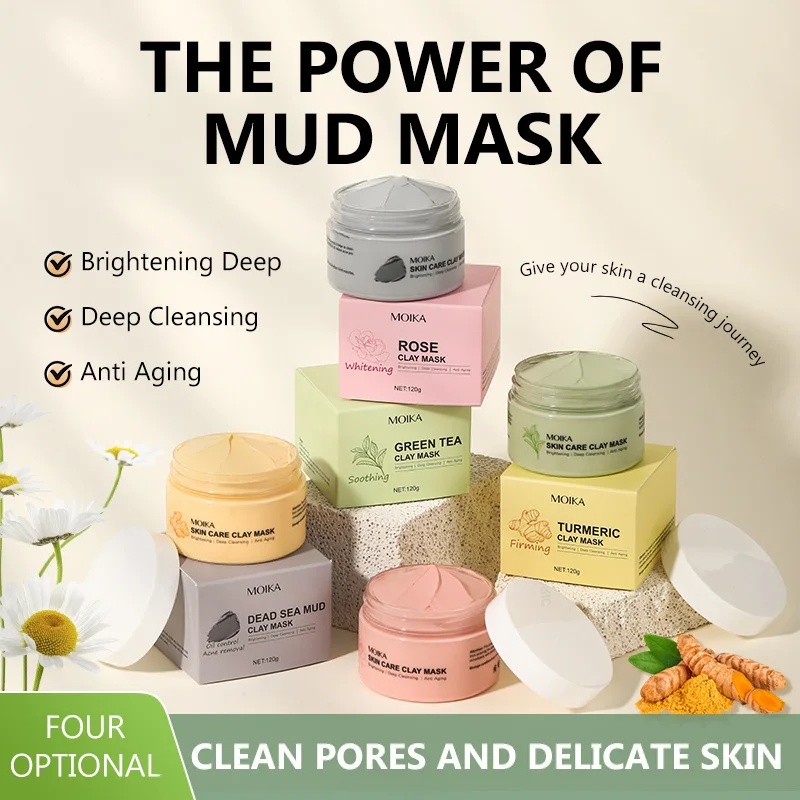 

120gRose Whitening Clay Mask Cleans Skin Delicate Mild Hydrating Firm Clean Pores Remove Blackheads Acne Facial Mask Facial Care