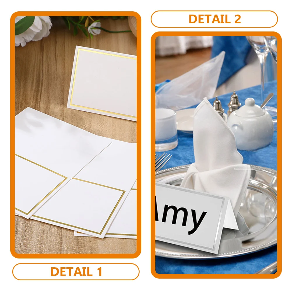 

100pcs Foldable Place For Weddings Banquets Parties Rustic Name Cards Blank Tent Table Number Cards Smooth Edges Creative Design