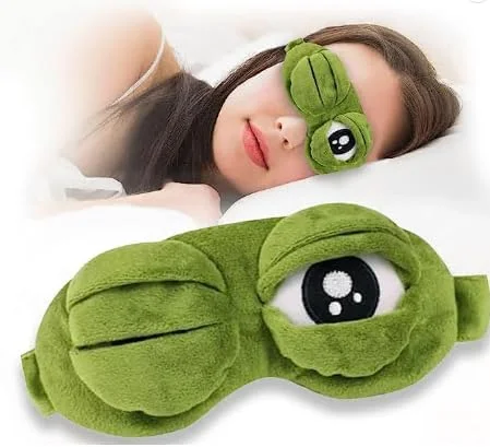 3D Sad Frog Sleep Mask - Funny Eye Patch for Travel,Soft Blindfold with Cute Expression, Light Blocking for Women Men,Sleep Mask