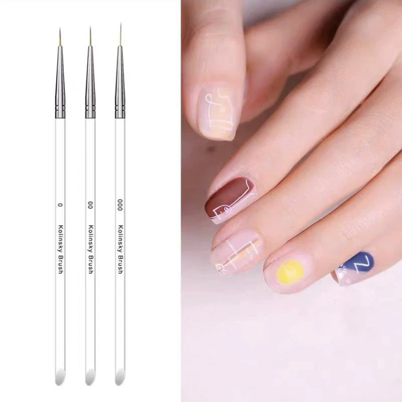 Clear Crystal Rod 7/9/11mm Nail Brush Acrylic French Stripe Line Painting Drawing Flower Pen Gel Uv Polish Manicure Tools