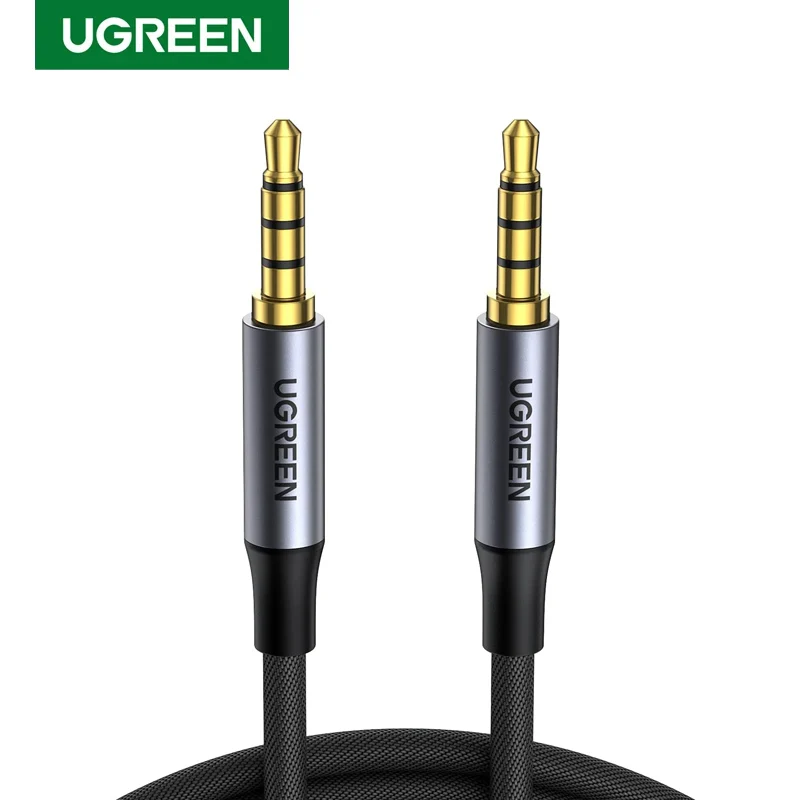UGREEN 3,5 мм Aux-кабель 4-полюсный TRRS 4-проводной вспомогательный разъем «папа-папа» стереоразъем Hi-Fi Поддержка функции микрофона Аудиокабель