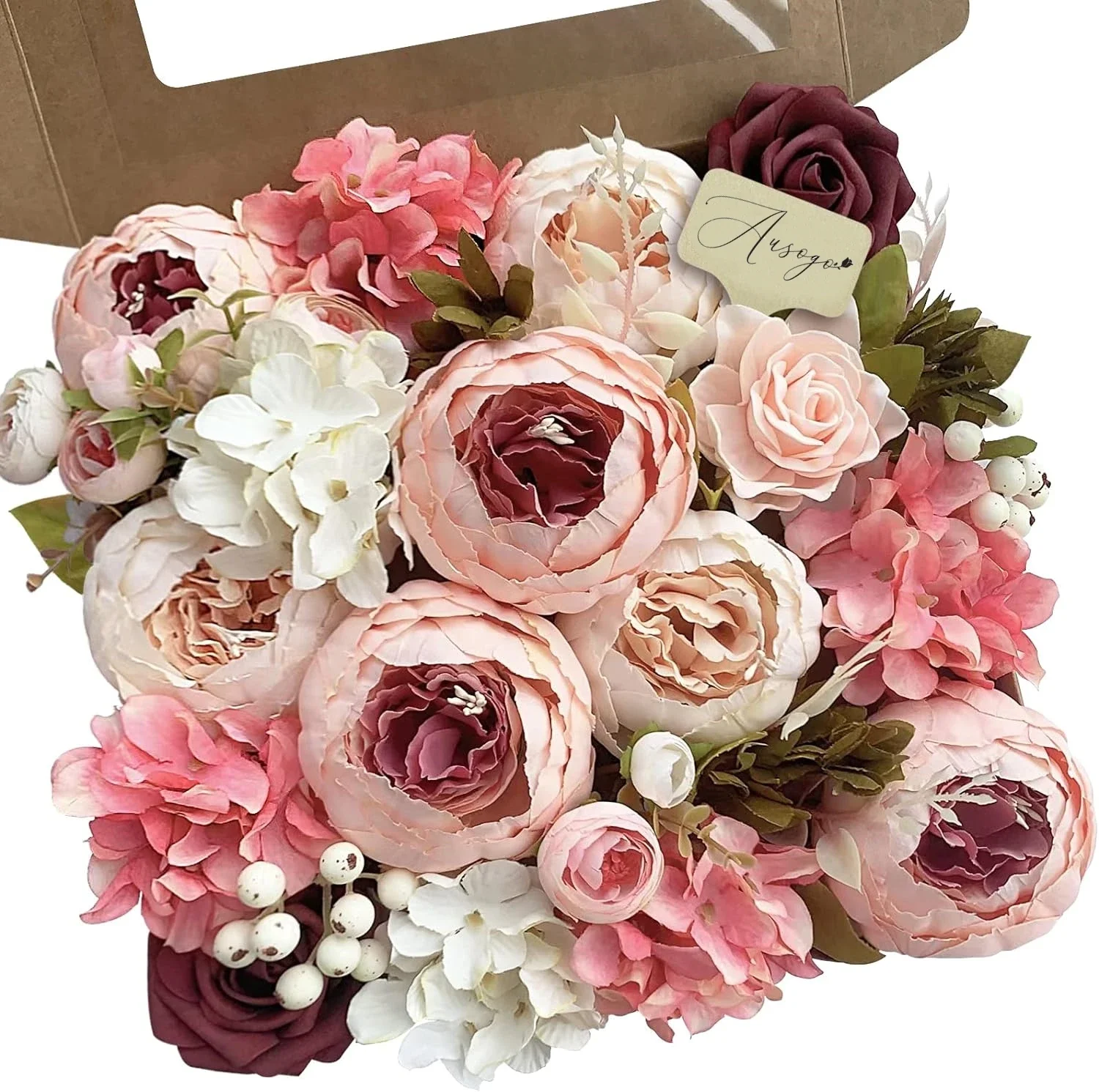 

Champagne rose artificial flower combination box set, bride bouquet, outdoor/indoor DIY center item, for decoration