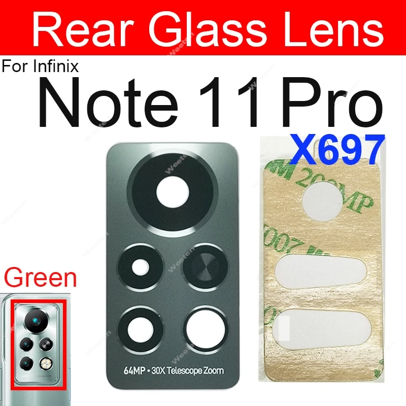 عدسة زجاجية خلفية لهاتف انفينيكس نوت 10 برو NFC نوت 11 برو الكاميرا الخلفية زجاج عدسة الغراء ملصق إصلاح