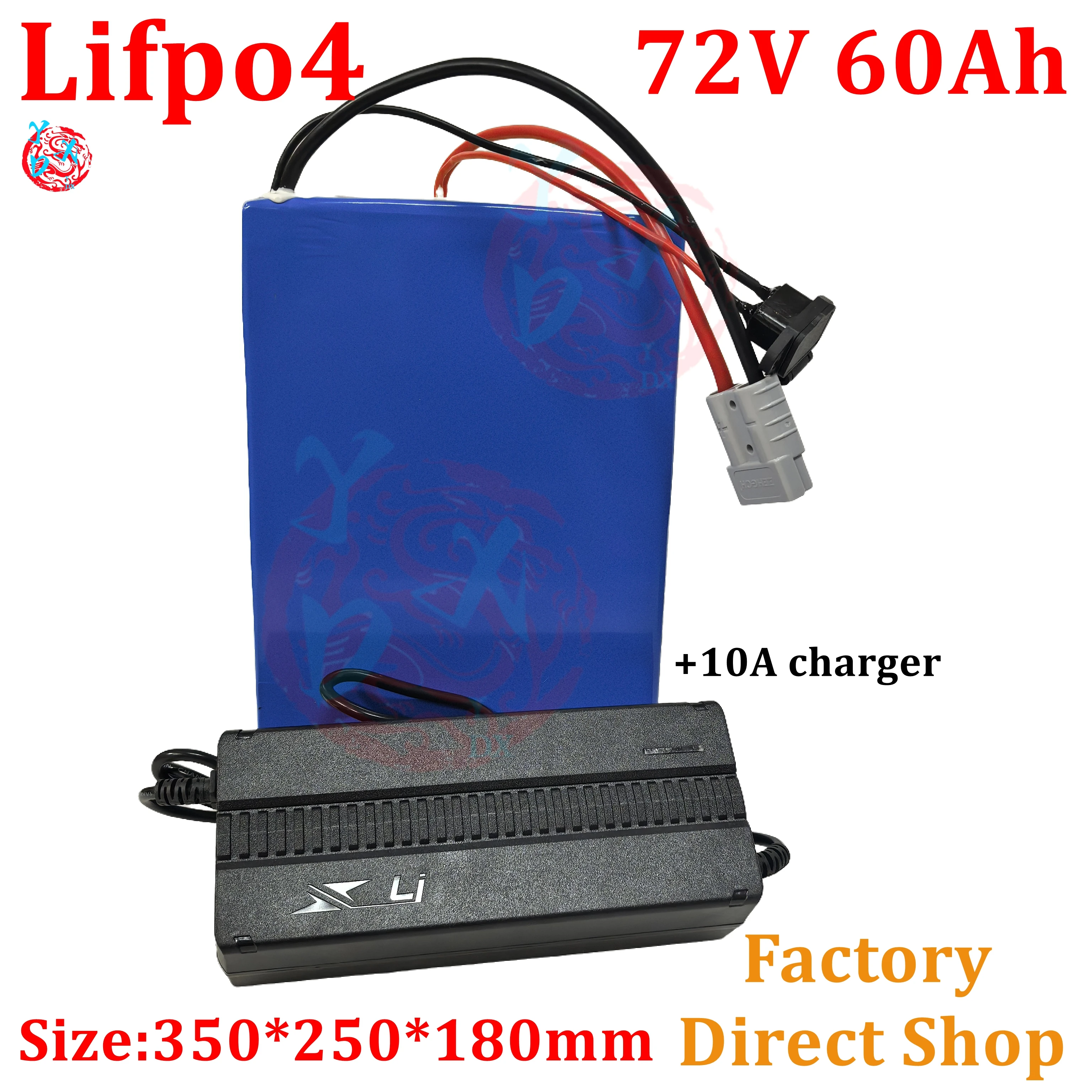 lithium 72V 60Ah lifepo4 lifepo4 battery BMS 24S 76.8V deep cycle for 5000W 3500W bike scooter Motorcycle + 10A charger