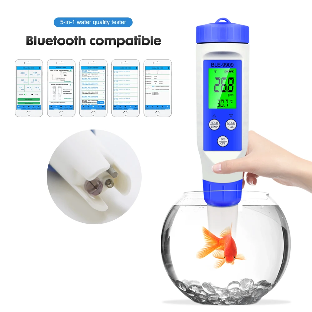 

Digital TDS PH Meter PH/TDS/EC/Salt/Temperature Meter Digital Water Quality Monitor Tester For Pools Drinking Water Aquariums