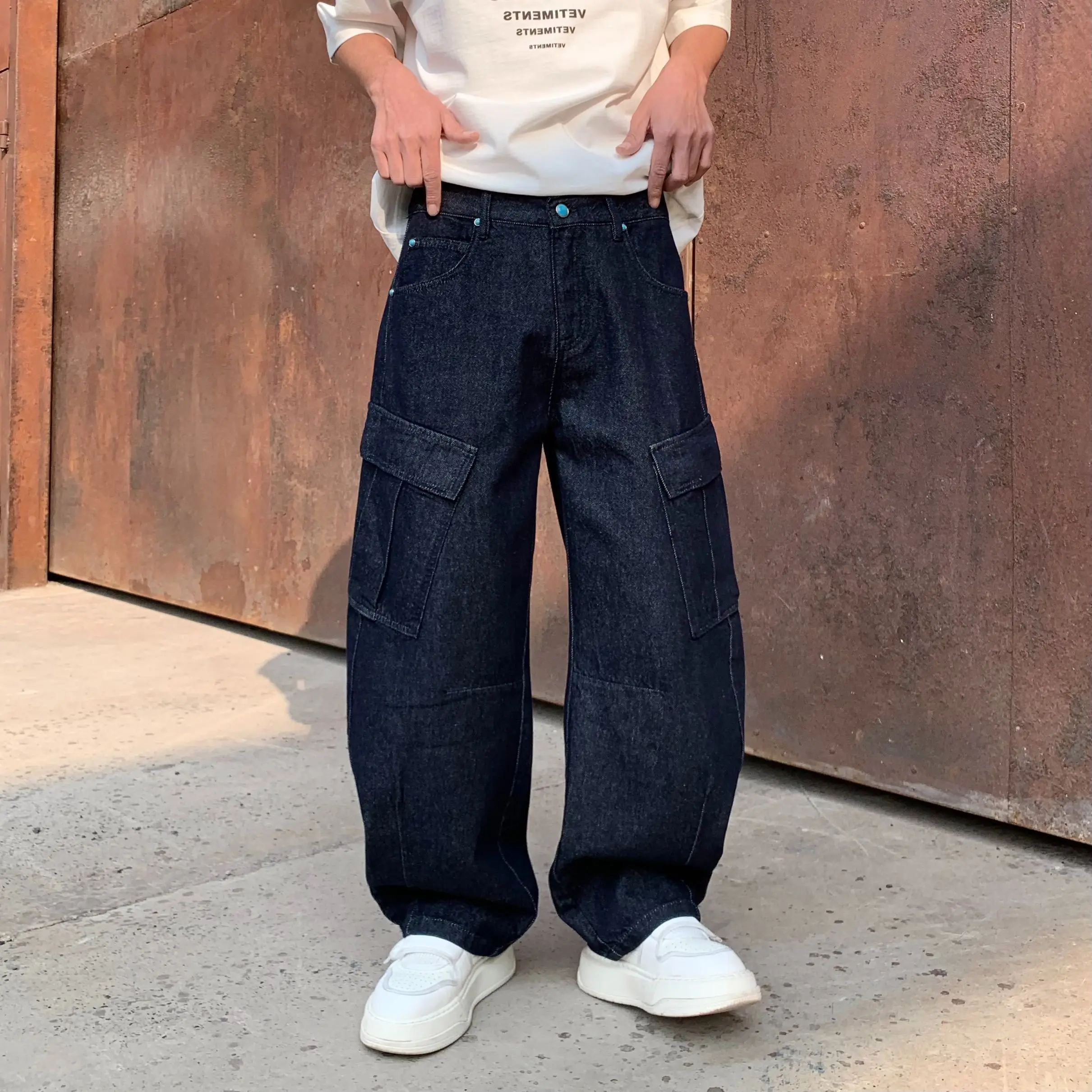 

Original Black Jeans Men Baggy Fit Wide Leg Hip Pop Denim Clothes Male Spring Casual Pants