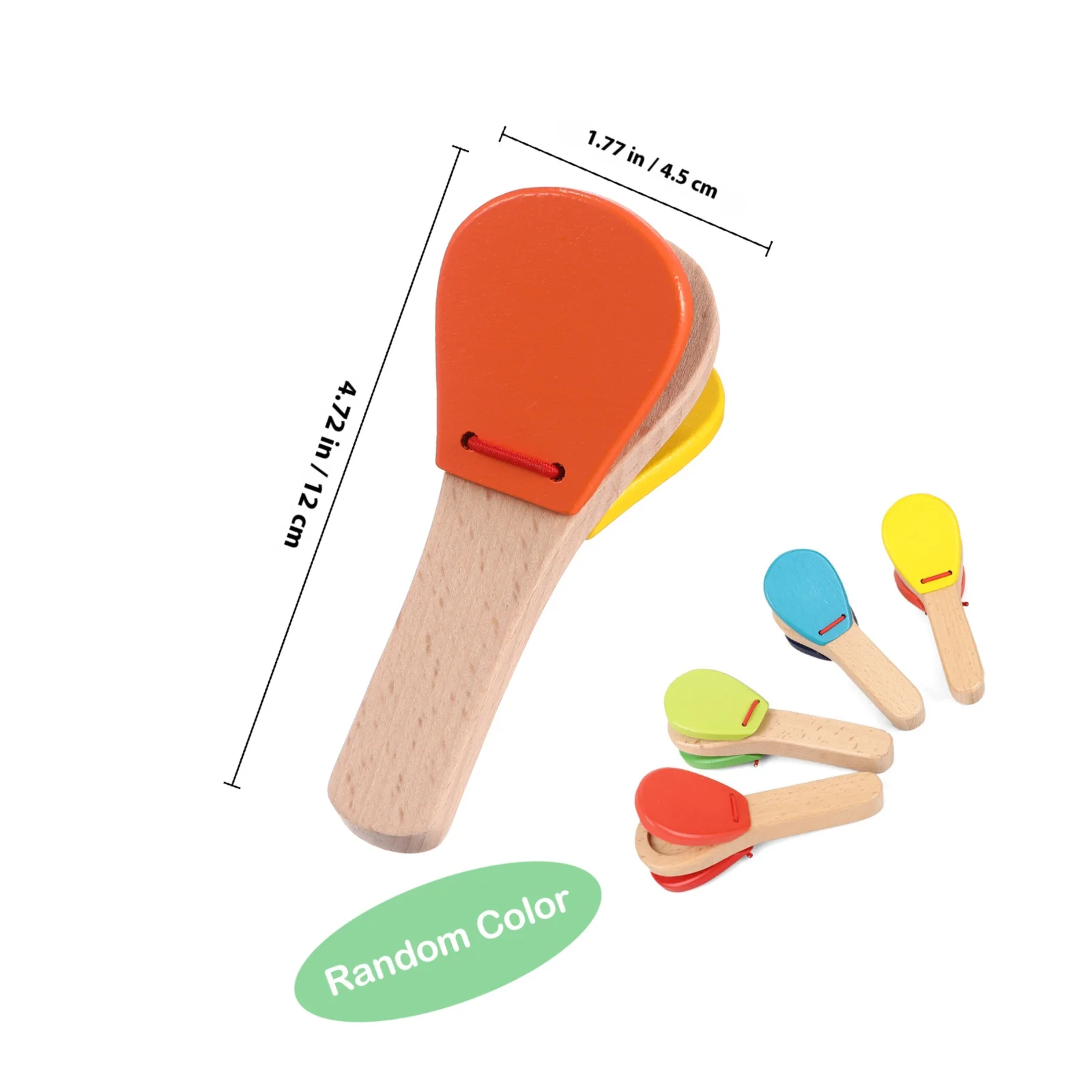 1pc clapper in legno portatile a percussione per le dita per i bambini che imparano l'educazione precoce del bambino manico a colori casuali nacchere per le dita per bambini