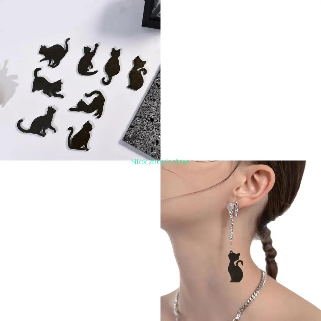 

E15E 8 Cavity Cats Pendant Mold Multifuntional DIY Cats Pendant Mold Sturdy and Reusable Silicone Jewelry Accessory Molds