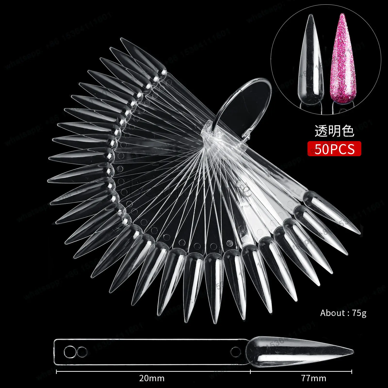 Cross-border nail art swatch 50pcs fan color card, nail polish swatch display panel