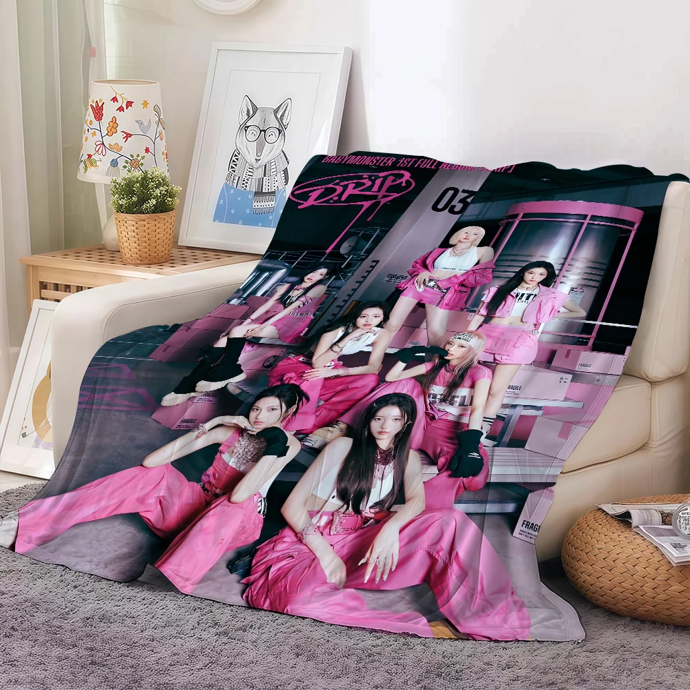 Kpop B-BABY-S-MONSTER DRIP Blanket Soft and Skin Friendly For Couch Bed Napping Bedspread All Seasons Comforter