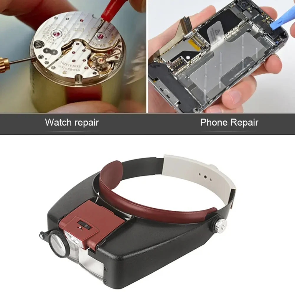 10-fache Vergrößerung LED Verstellbare Bifokal-Leichtgewicht-Kopfbandbrille für Schmuckreparatur, Löten, Uhrenmacherarbeiten und Präzisionsarbeiten – Detail 2