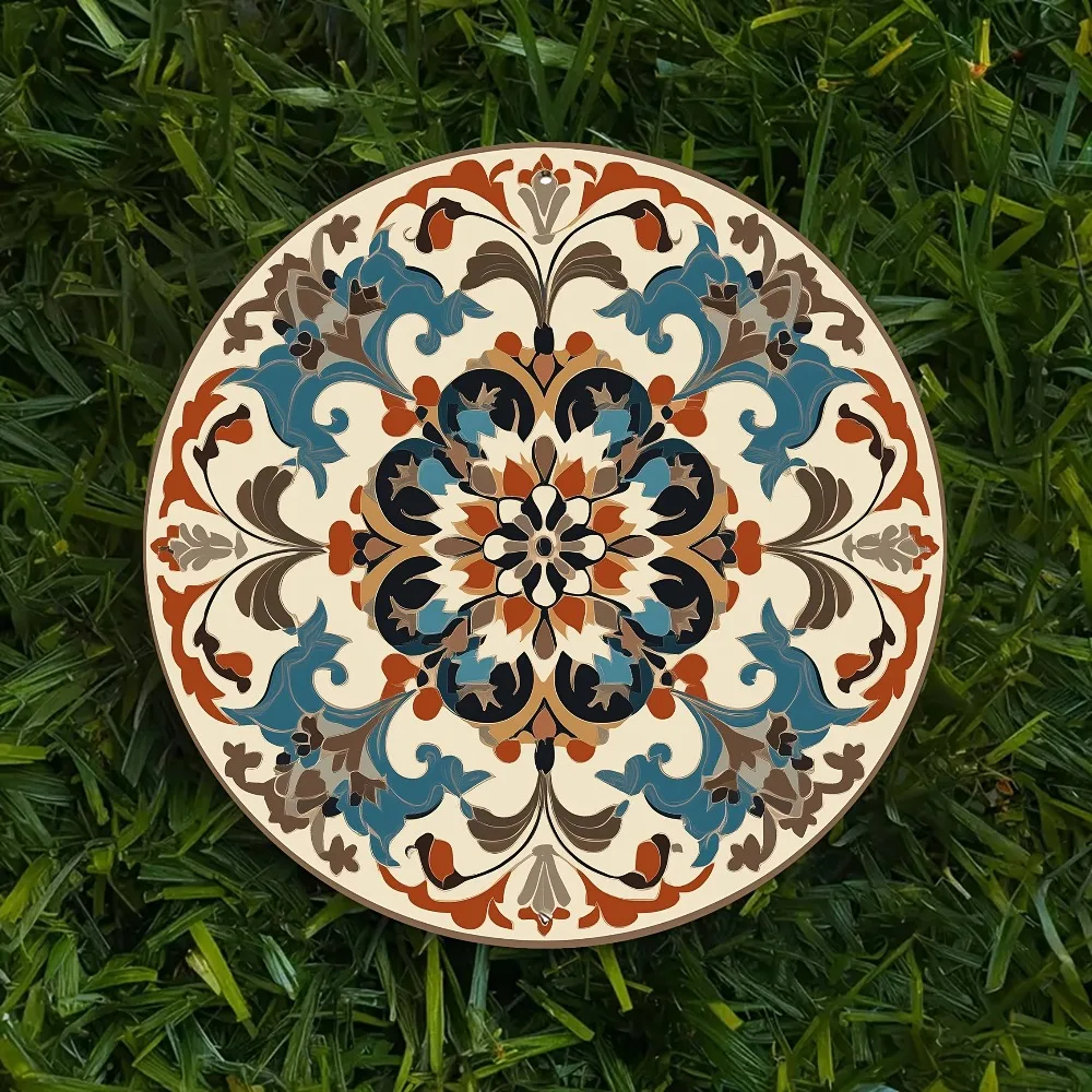 CIFBUY Vintage Aluminum Wall Art Waterproof Scratchproof Moroccan Tile Sign For Home Indoor Outdoor Yard Decor