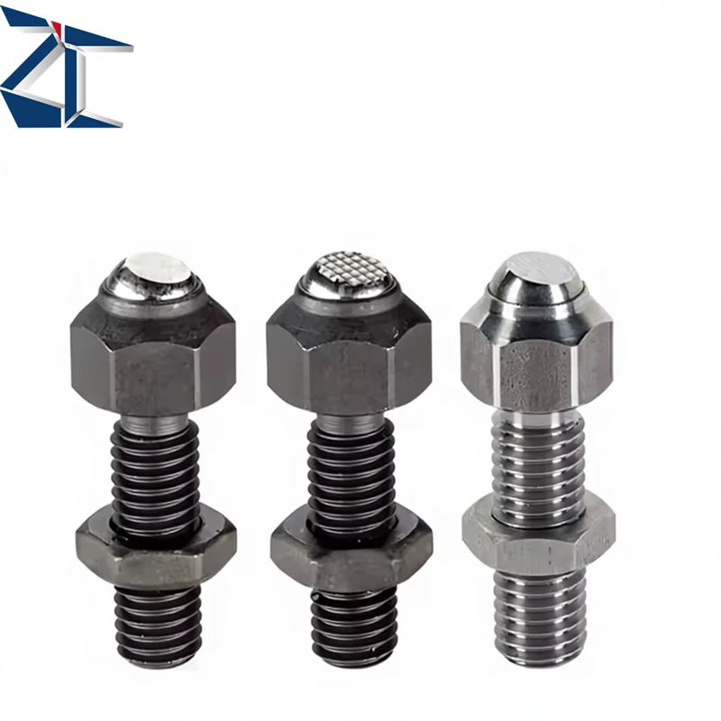 ZPT35 36 Swiveling Jack Screw Smooth Serrated Flat Carbon Steel Black Screw