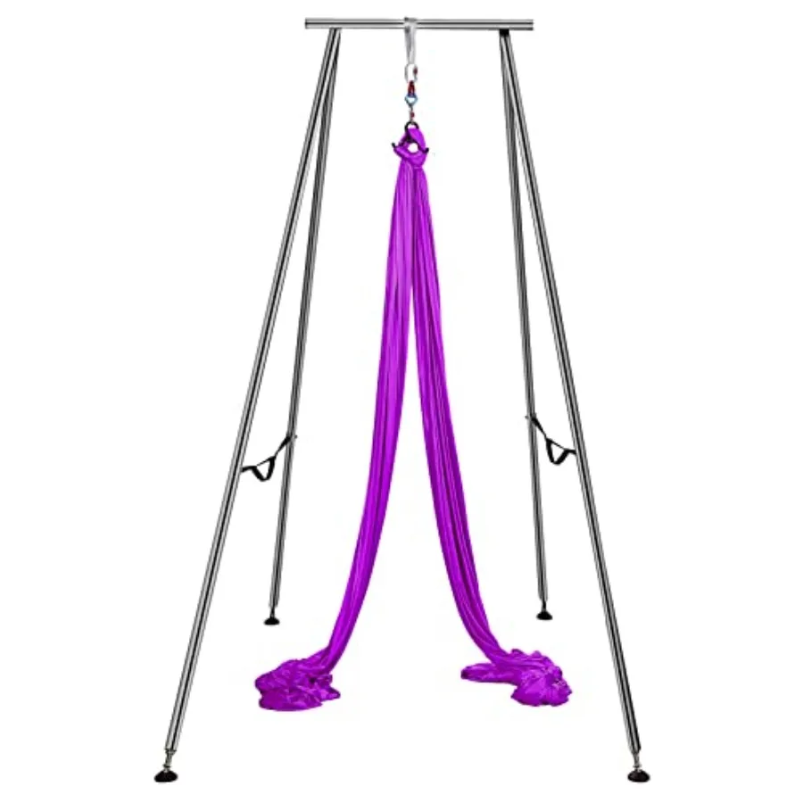 

Yoga Sling Inversion Stand for Aerial Yoga Practice Steel Frame Black Supports 551lbs/250kg with 9.6 FT/ 6m Nylon Sling and Saf