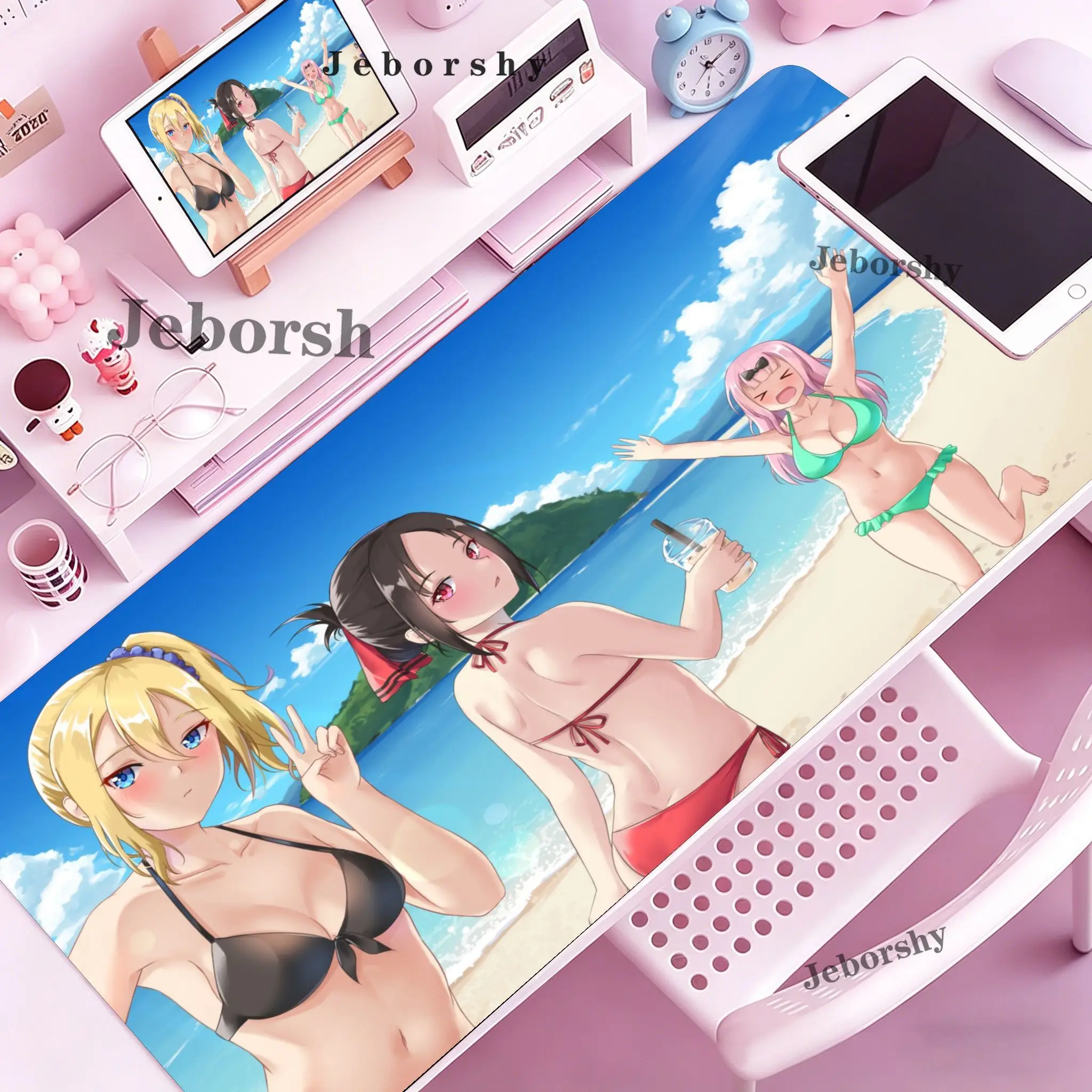 Anime Kaguya Sama Love Is War Mouse Pad Cute Chika Desk Mat Playmats Large Keyboard MouseMat XXL Gaming Accessories Carpet Gamer
