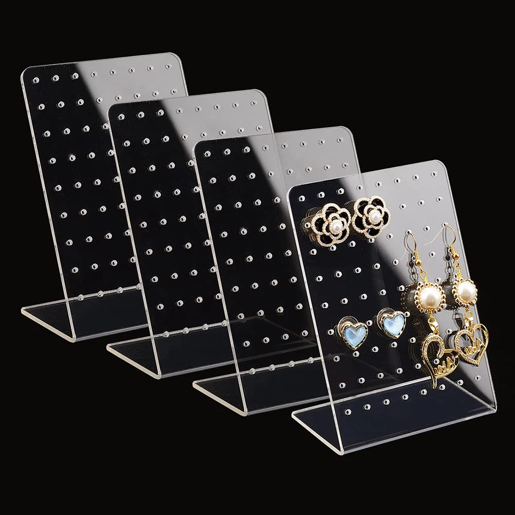 10Pack 72 Holes Acrylic Earring Holder Organizer Ear Studs Jewelry Storage Display Rack Showcase Earrings Display Stand