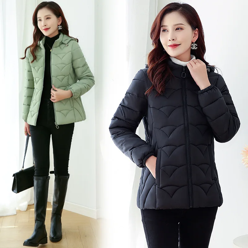 Puffer jacke Frauen mit Kapuze Herbst Winter Baumwolle gepolsterte Jacken verdicken warme Wind jacke Jacken weibliche Kleidung