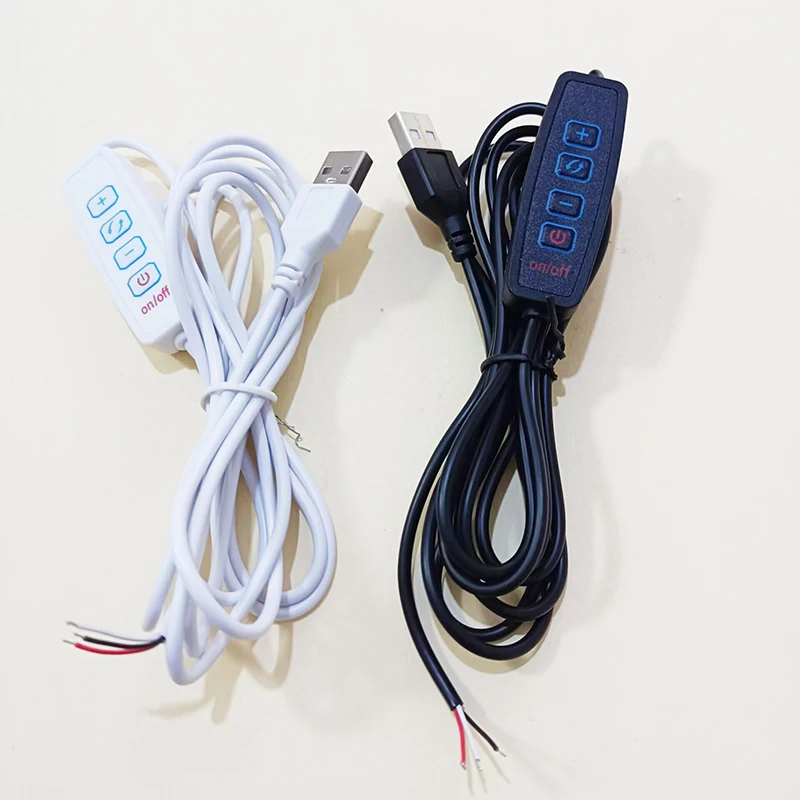 USB 5V LED Dimmer Switch Cable 4-Button 3-Color Dimming ON/OFF Power Extension Cord for LED Light Bulb ﻿
