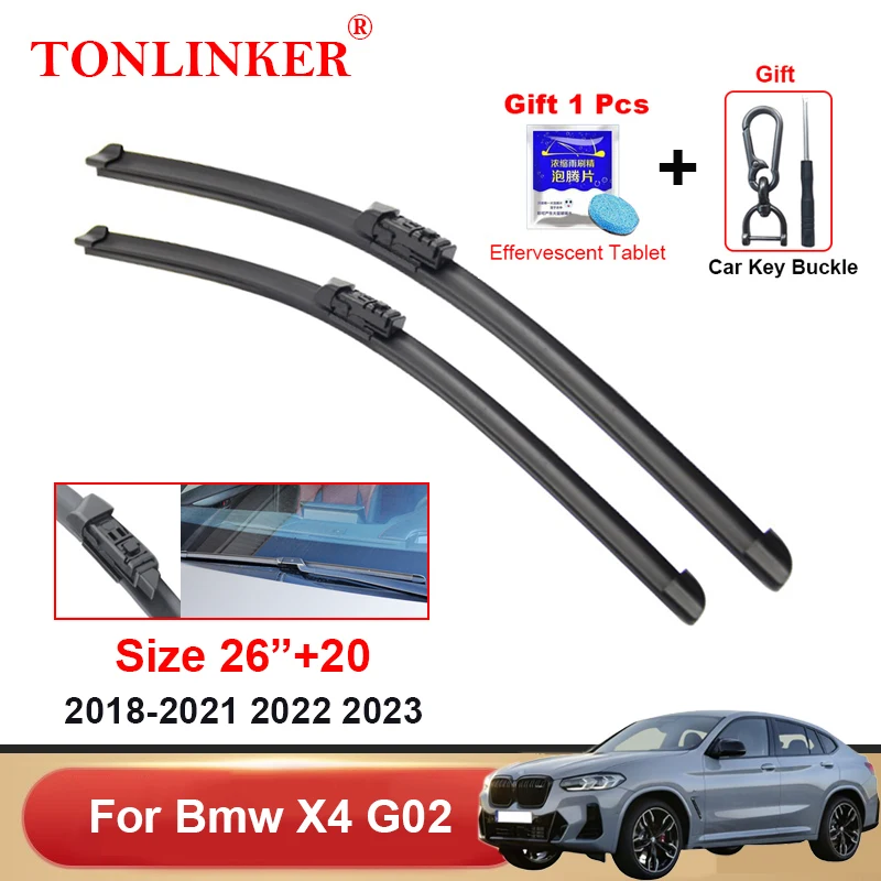 

TONLINKER Car Wiper Blades For Bmw X4 G02 2018-2023 X4 F26 2014-2018 Accessories Car Front Windscreen Wiper Blade Brushes Cutter