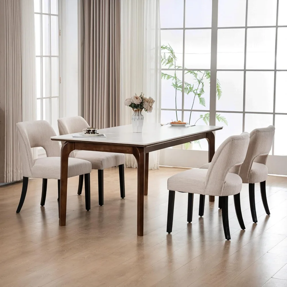 

4 Piece Wooden Dining Chair Set, Modern Fabric Upholstered Dining Chairs, Farmhouse Kitchen Dining Chairs