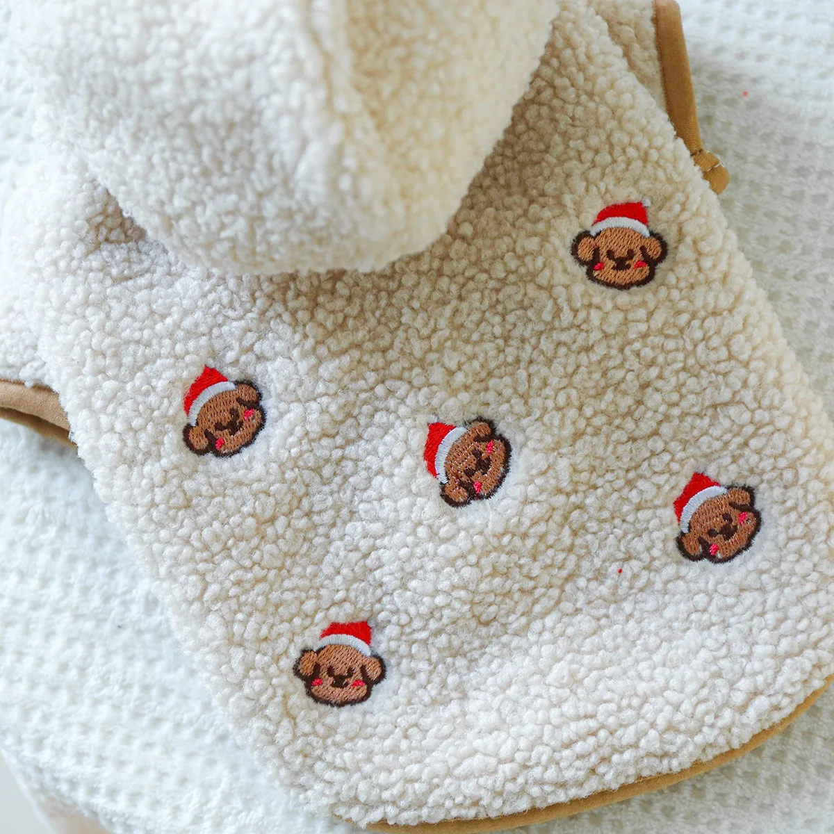 Gift Bear Embroidered Teddy Sweatshirt Warm Pet Dog Clothes Lambswool Bichon Hoodie Schnauzer Winter Clothes XS-XL