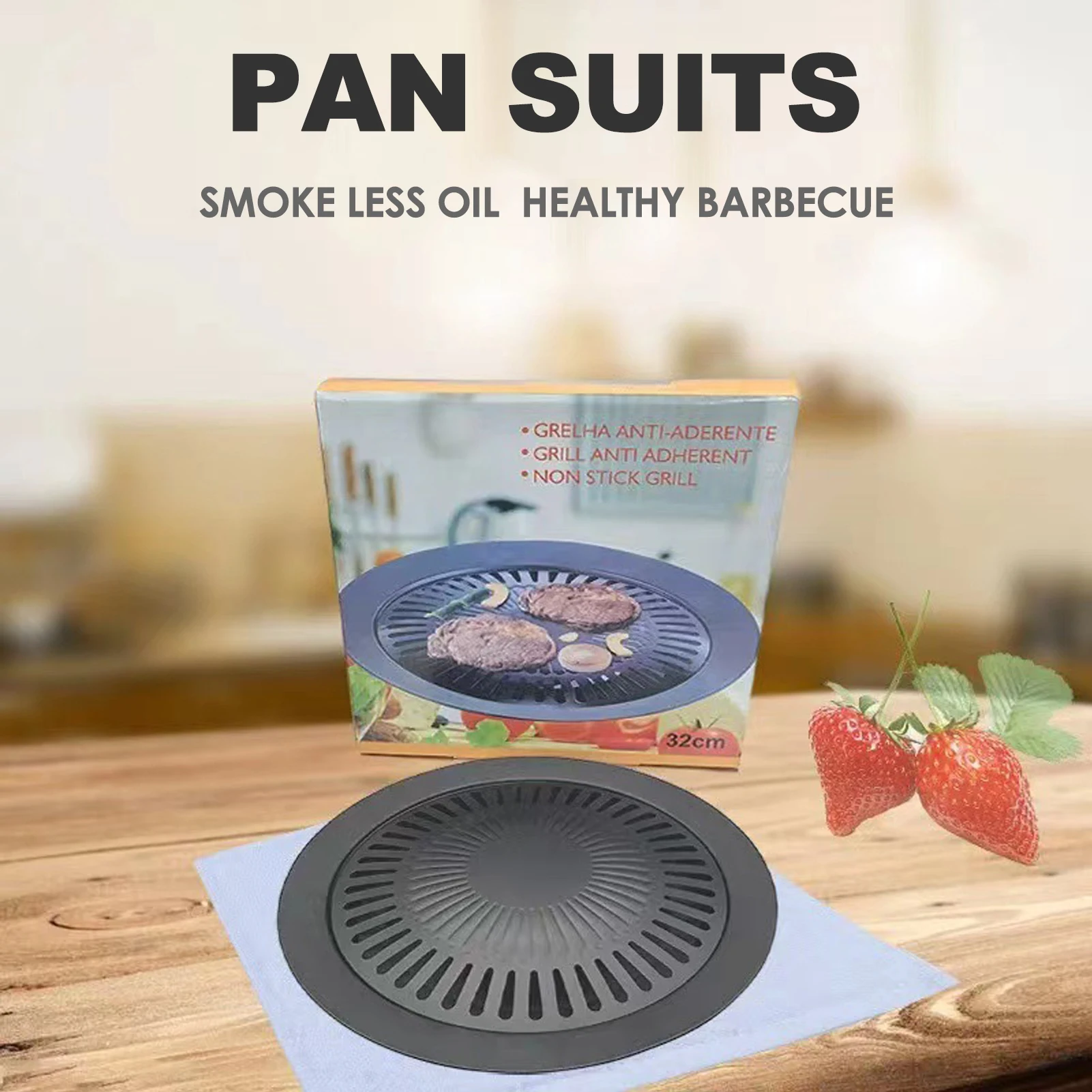 Korean BBQ Grill Pan Non-Stick Smokeless Stovetop BBQ Grill Plate for Indoor Outdoor Barbecue Oven BBQ Tools