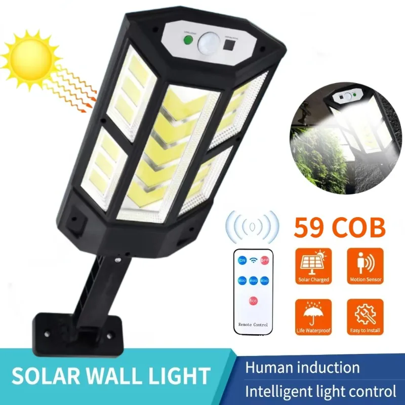 

Powerful Solar LED Street Lights COB Wall Lamp 3 Modes with Motion Sensor Super Bright Outdoor Garden Yard Solar Power Light