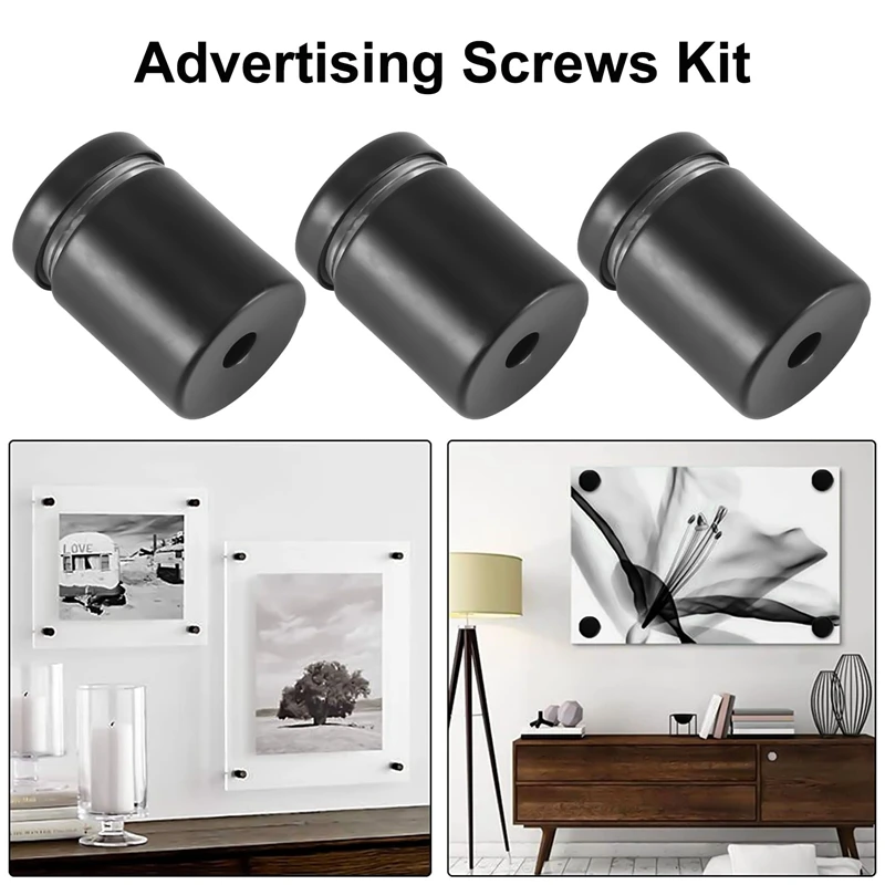 LICE-8 Pack Viti distanziatori 3/4 x 1 pollice Distanziali per cartelli neri Kit di viti pubblicitarie per cornici in acrilico appese