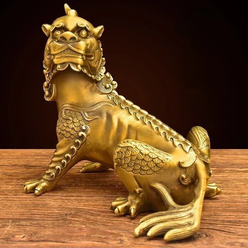 Copper Brass Ornament Jizang King Mounted Unicorn Beast Brave Living Room Home Decoration