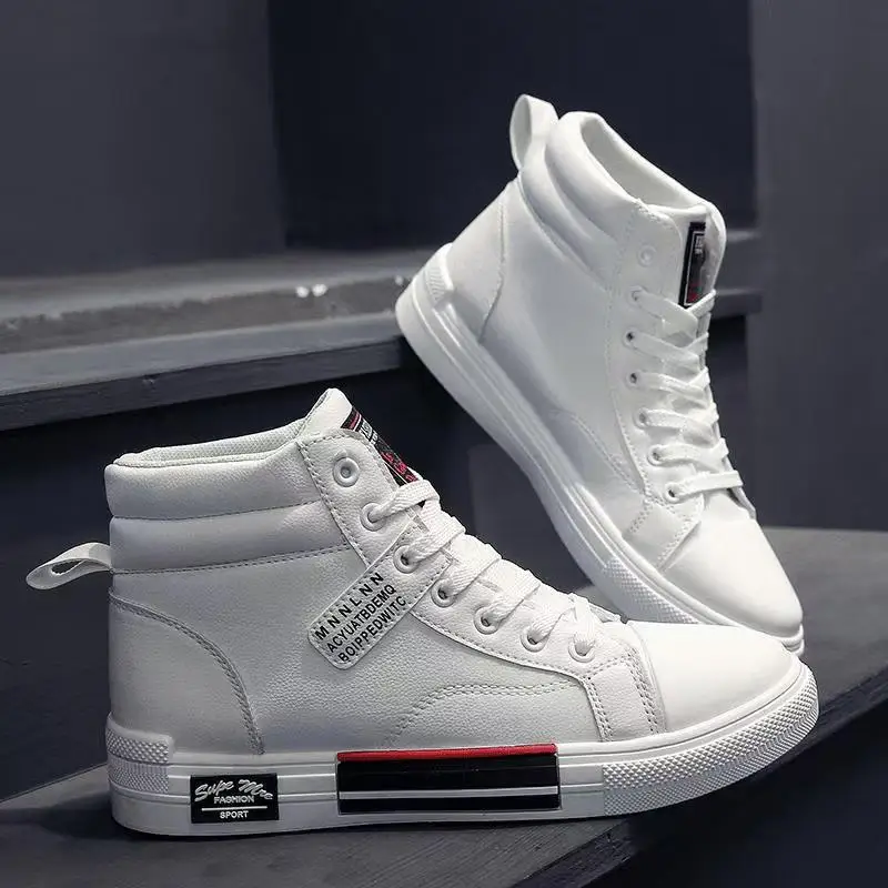 Hot New Men's Casual Shoes Autumn High Top Sneakers Breathable Flat Walking White Sports Shoes Students Street Skate Shoes tenis