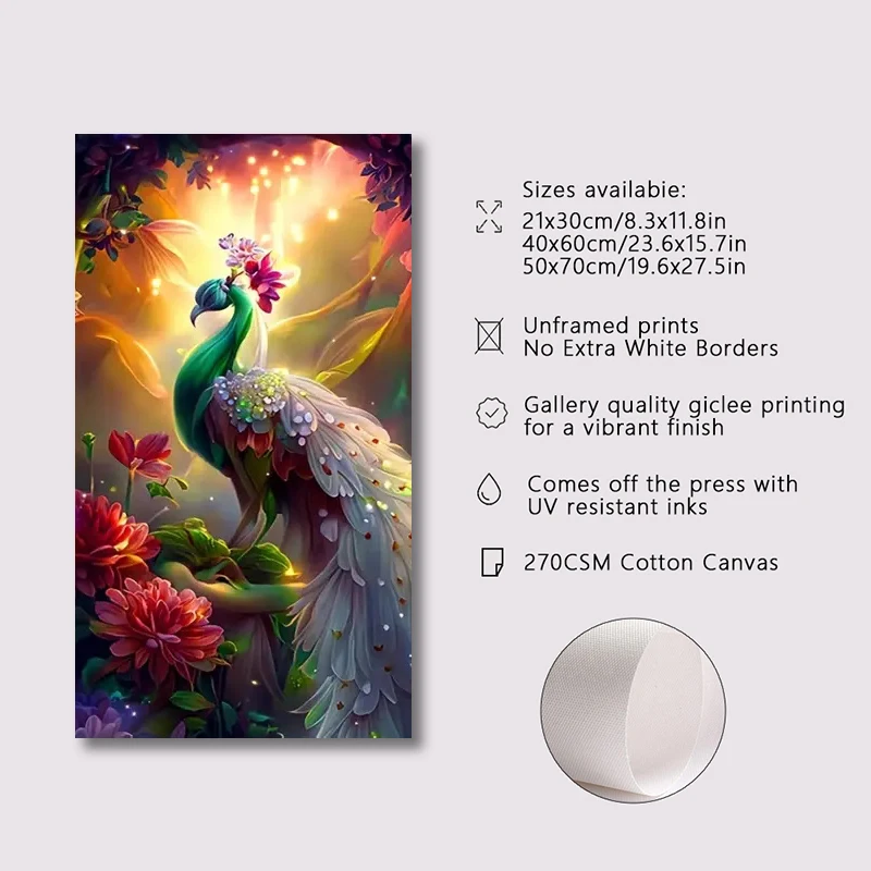 ملصق قماش فني حديث ، زهرة طاووس الأحلام ، طائر منظر طبيعي ، ديكور منزلي ، هدية مثالية لغرفة النوم ، غرفة المعيشة ، الممر ، ديكور جداري