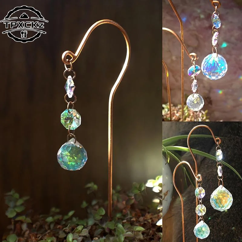 1Pcs Garden Lawn Decoration Sun Catcher Crystal Ball Flower POTS Pile Plant Stumps Potted Plants Indoor Outdoor Hanging Decor