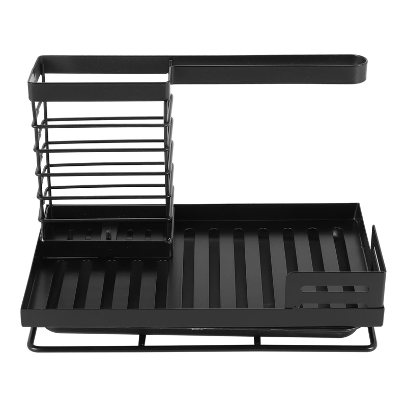 Wastafel organizer wastafel dapur, wadah penyimpanan Stainless Steel & pengatur spons dengan nampan tetes, bantuan dapur