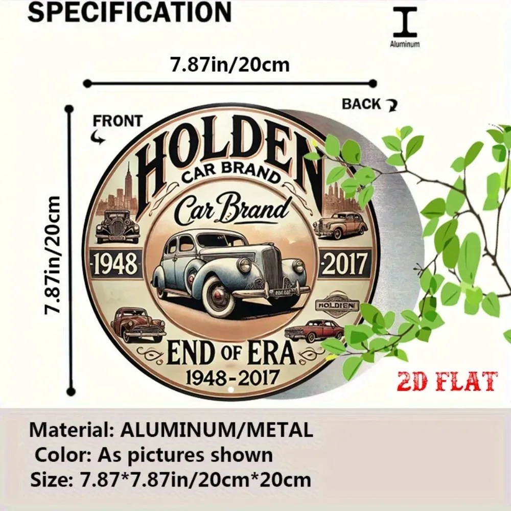 Halloden Heritage Vintage Car Metal Tin Sign Round Aluminum Wall Art Classic Home Garage Bar Decor