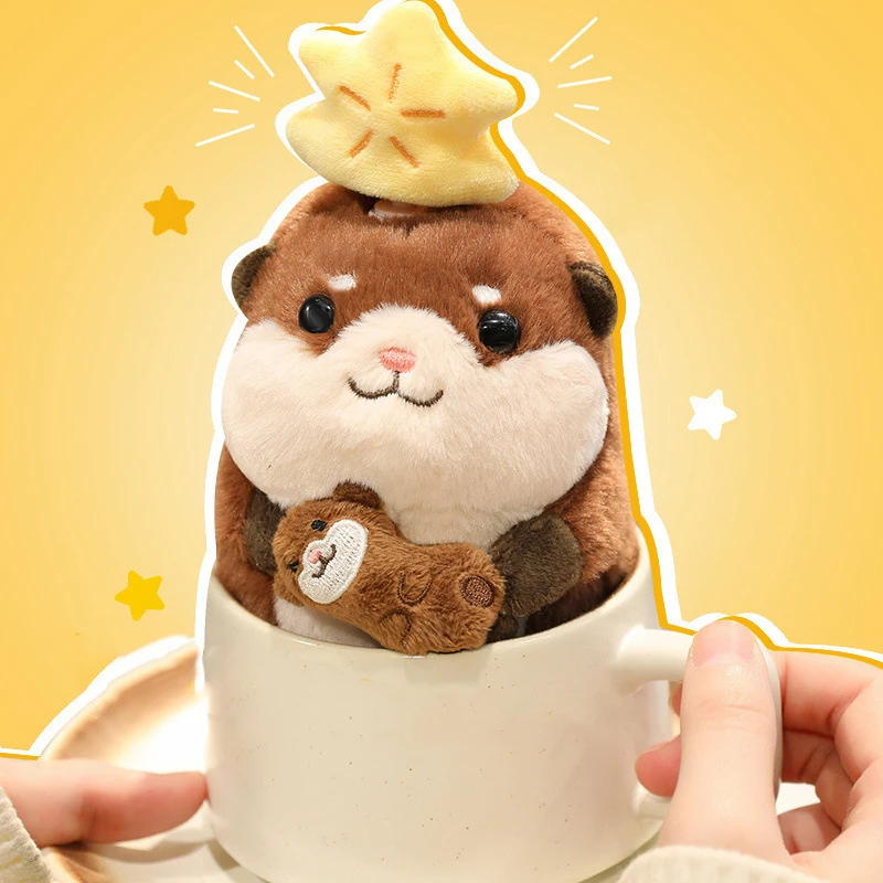 Simpatico cartone animato animale dell'oceano portachiavi in peluche Kawaii ornitorrinco squalo lontra bambola di pezza portachiavi ciondolo borsa decorazione appesa regali