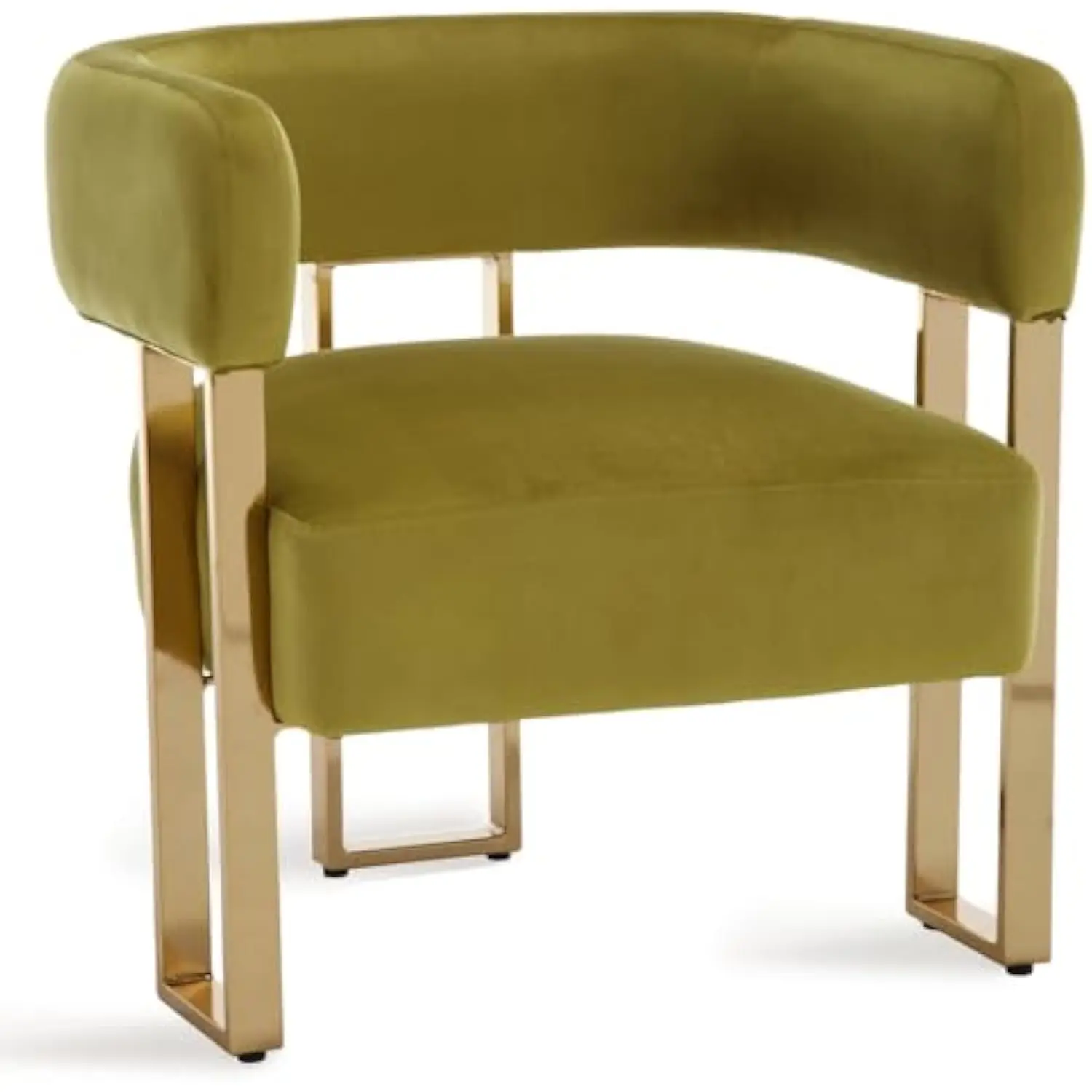 

Modern Barrel Accent Chair, Velvet Upholstered Living Room Chairs with Golden Metal Legs&Armrest Comfy Side Chair Single Sofa F