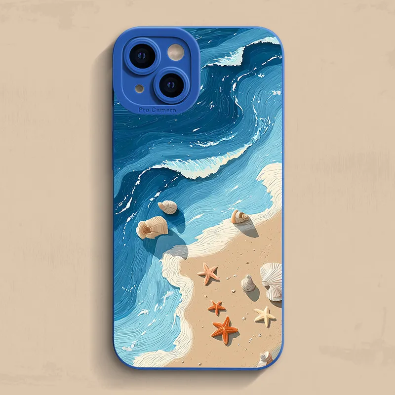 Oil Painting Seaside Shells Phone Case For Samsung Galaxy A55 A54 A53 S25 S24 S23 UItra S22 Plus S21FE A56 A33 A34 A35 A15 Cover